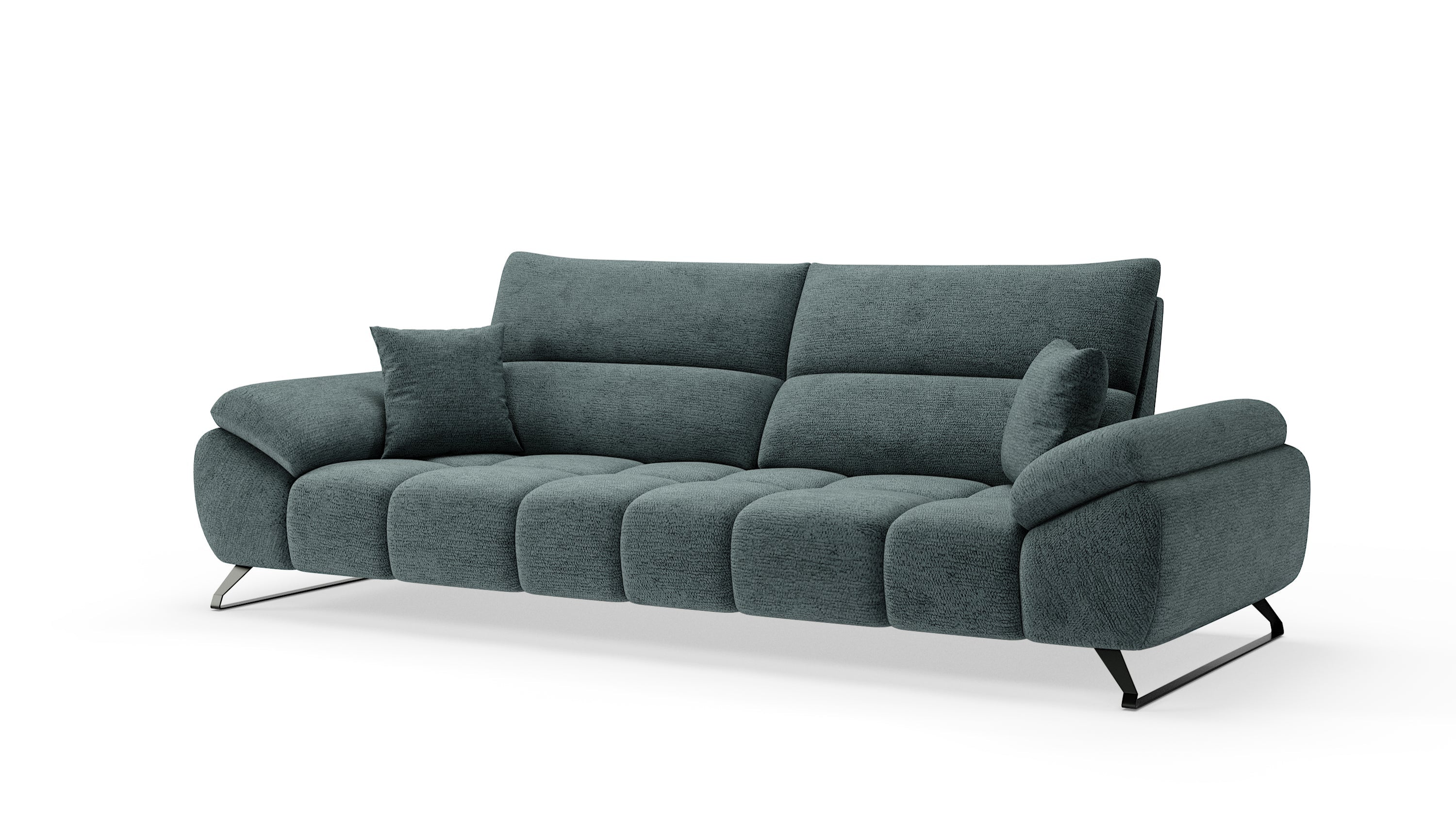 Modernes grünes 3-Sitzer Sofa mit gepolsterter Sitzfläche und Kissen