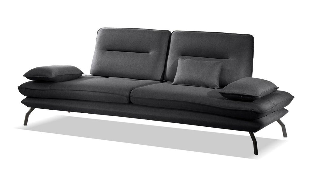 Modernes schwarzes 3-Sitzer Sofa mit verstellbaren Rückenlehnen und Kissen